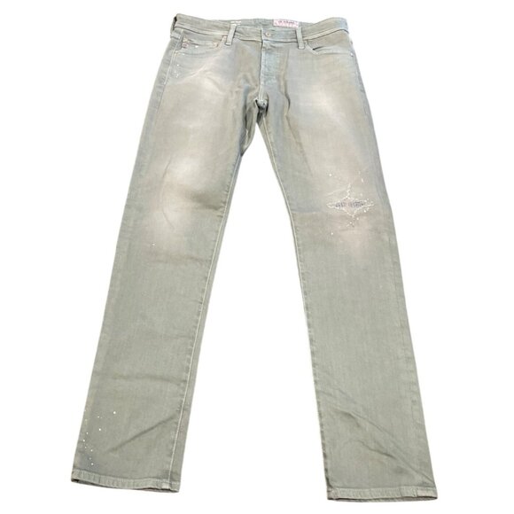 AG-ED Denim 32x33 Tellis Modern Slim Jean Green Distressed Adriano Goldschmied - Picture 1 of 9